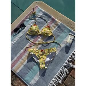 NEW Lemon and Cherries Yellow Gingham Bikini Set